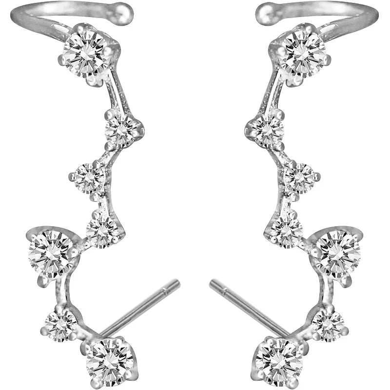 Simple Stylish Star Women Stud Earrings Shiny White Zircon Exquisite Star Square Geometric Female Earring Fashion Jewelry Gifts