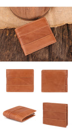 GENODERN Cow Leather Men Wallets with Coin Pocket Vintage Male Purse RFID Blocking Genuine Leather Men Wallet with Card Holders