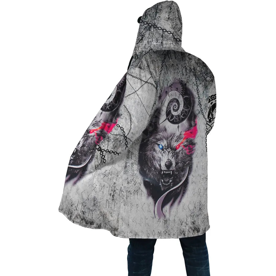 Winter Men For Women Hooded Cloak Darkness Wolf Love Gets you Hurt 3D All Over Prined Fleece wind breaker Warm Hood Cloak