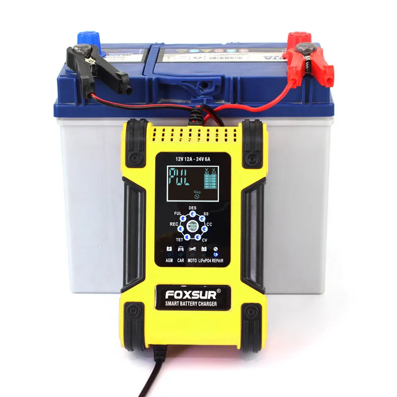Car Battery Chargers 12A Large Power Full Automatic Smart Battery Chargers 12V 24V Battery Desulfator for Car Truck