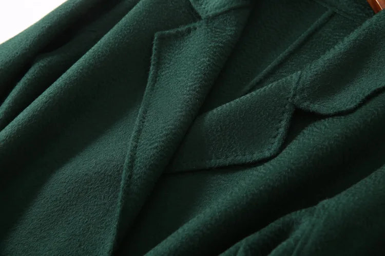 Winter Korean Popular High-end Water Corrugated Woolen Overcoat 2023 Fashion Long Bathrobe Style 100% Wool Jacket Coat Women