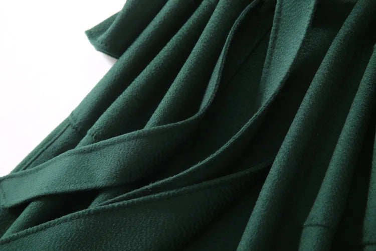 Winter Korean Popular High-end Water Corrugated Woolen Overcoat 2023 Fashion Long Bathrobe Style 100% Wool Jacket Coat Women