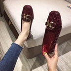 Woman's Flats Casuales for Female Soft Bottom Comfortable Square Head Single Shoes White Black Red Ladies Spring Autumn Loafers