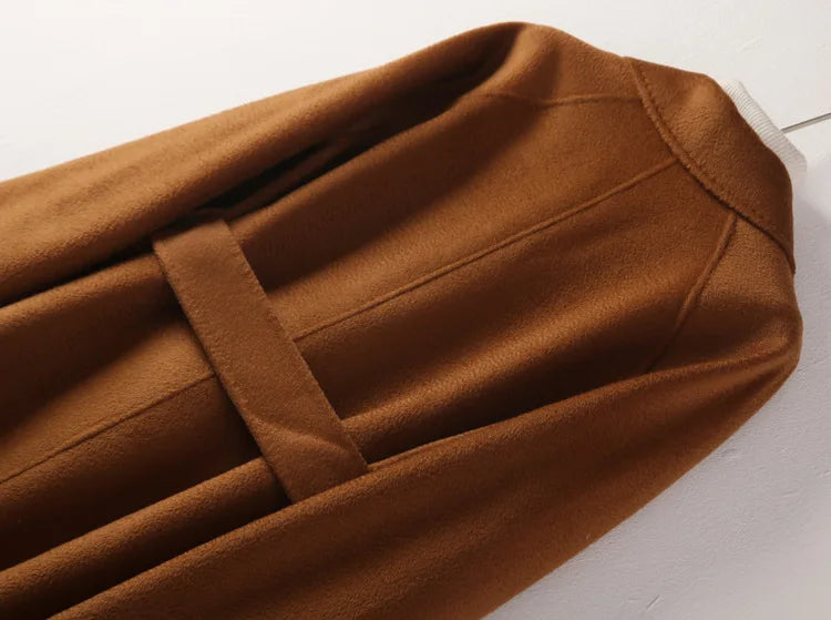 Winter Korean Popular High-end Water Corrugated Woolen Overcoat 2023 Fashion Long Bathrobe Style 100% Wool Jacket Coat Women