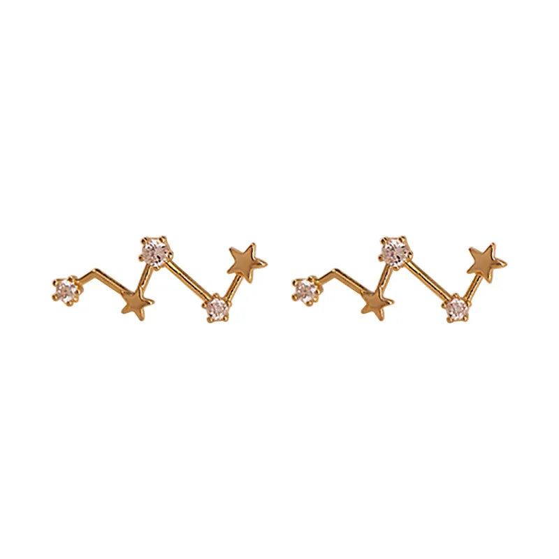 Simple Stylish Star Women Stud Earrings Shiny White Zircon Exquisite Star Square Geometric Female Earring Fashion Jewelry Gifts