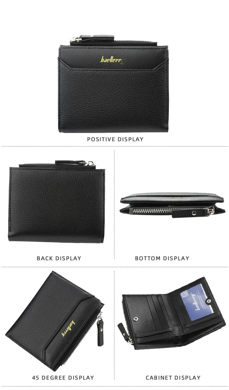 2024 New Men Wallets Free Name Customized Short Male Purse Zipper High Quality Card Holder PU Leather Wallet For Men