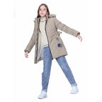 Winter Girls Jacket,Warm Thick Cotton Coat,Fashion Fur Hooded Children's Outerwear,Hairballs Zipper Elastic Waistband Coats