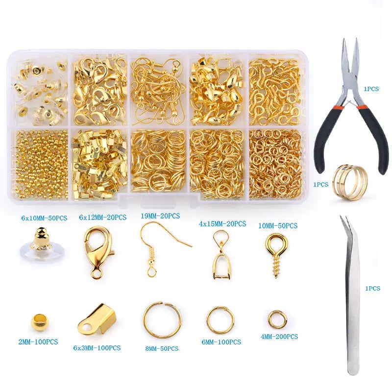 Alloy Accessories Jewelry Findings Set Copper Wire Open Jump Rings Jewelry Making ToolsEarring Hook Jewelry Making Supplies Kit