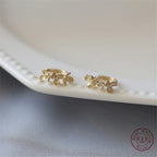 925 Sterling Silver French Small Flower Earrings Women Light Luxury Temperament Wedding Party Jewelry Girlfriend Gift