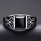 2024 Trendy Men Ring Jewelry Adjustable Finger Accessorie Male Silver 925 Ring Fashion Flower Rectangle Crystal Bijou