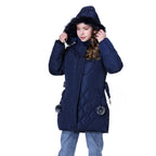 Winter Girls Jacket,Warm Thick Cotton Coat,Fashion Fur Hooded Children's Outerwear,Hairballs Zipper Elastic Waistband Coats