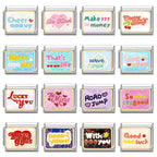 Y2K Charm Cherry Blessings Skirt Balloon Italian Charm Links Fit 9mm Bracelet Stainless Steel DIY Jewelry Making Birthday Gift