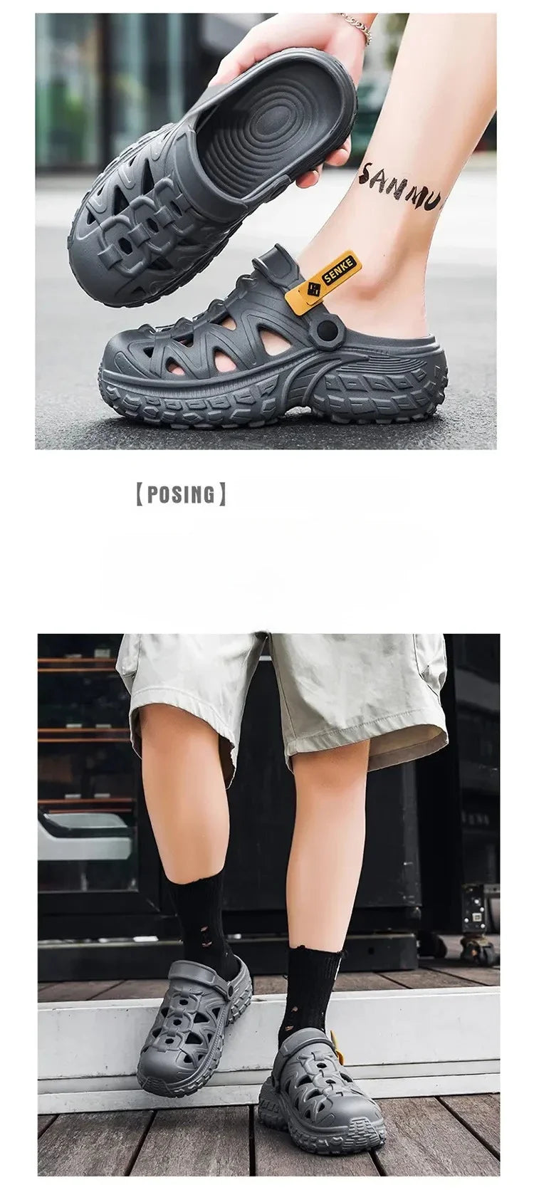 Men's Sandals, Lightweight Summer Outdoor Thick-soled Height-increasing Hollowed-out and Breathable Niche Slippers