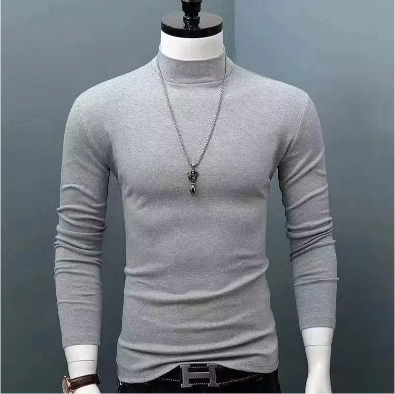 Men's Original Shirts Fall/Winter T-Shirt Fashionable Inner Wear for Men Slim Fit Turtleneck Shirt Solid Black Long Sleeve Shirt