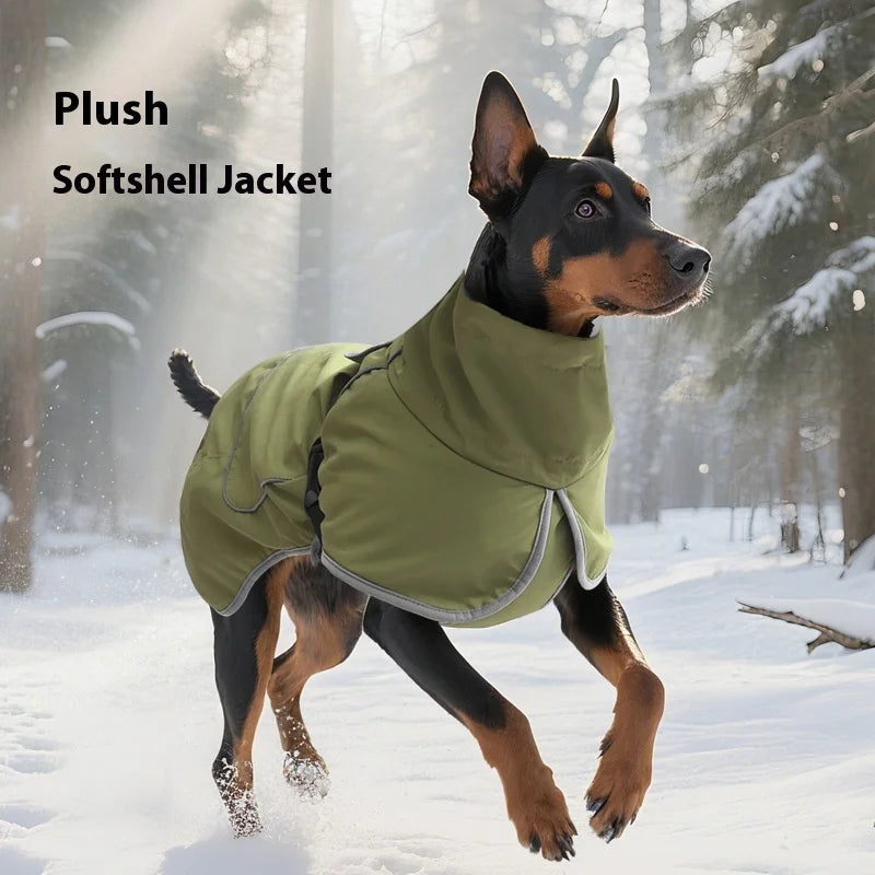 Winter Large Dog Jacket Waterproof Windproof Warm Fleece Lined Adjustable All-Weather Outdoor Pet Coat for Big Breed
