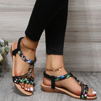 Sandals Woman Summer 2023 Fashion Comfortable Weave Slippers Beach Bohemian Slides Ladies Flats Sandals Rome Shoes for Women