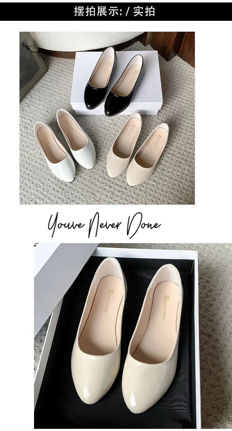 Women Candy Color Ballet Flats White Wedding Shoes Woman Flats Patent Leather Slip on Shoes Zapatos Mujer Ladies Boat Shoes NEW