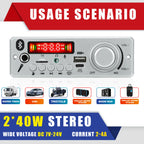 Handsfree 80W Amplifier Bluetooth DIY MP3 Decoder board 12V Wireless Car MP3 Player Record USB TF AUX FM Radio Folder Switching