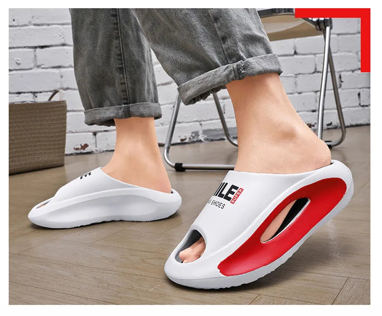 New Men Slippers Slides with a Sense High Aesthetic Value External Wear Anti Slip Thick Bottom, Beach Cool Slippers for Men