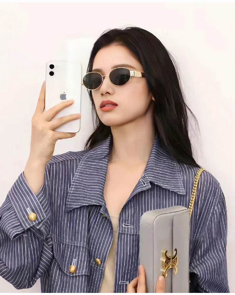 New Sunglasses For Women And Men UV400 Sun Glasses Alloy Oval Eyewear