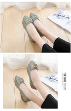Flats Shoes Woman Foable Ballets Metal Buckle Bow Flats Lady Fall Shoes Girl Ballerina Dress Moccasin Rhinestone scintillation