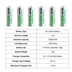 Portable AA Rechargeable Battery Fast Charge 1.5v Li-ion Battery Smart Battery Charge Protection Waterproof Dustproof Shockproof