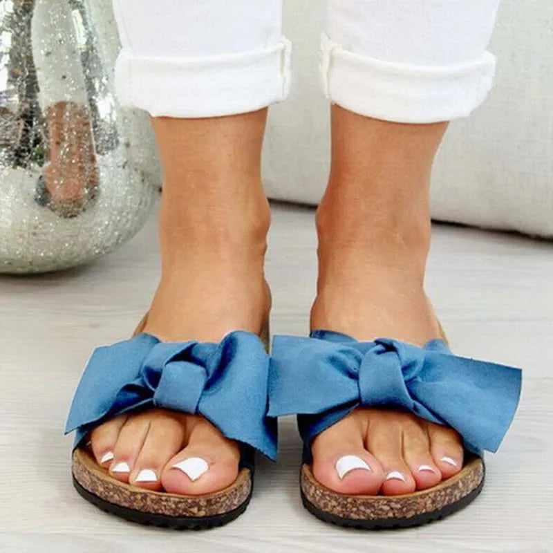 Women's Sandals 2022 Summer Platform Retro Sandals Woman  Fashion Bow Leopard Beach Slippers Women Plus Size