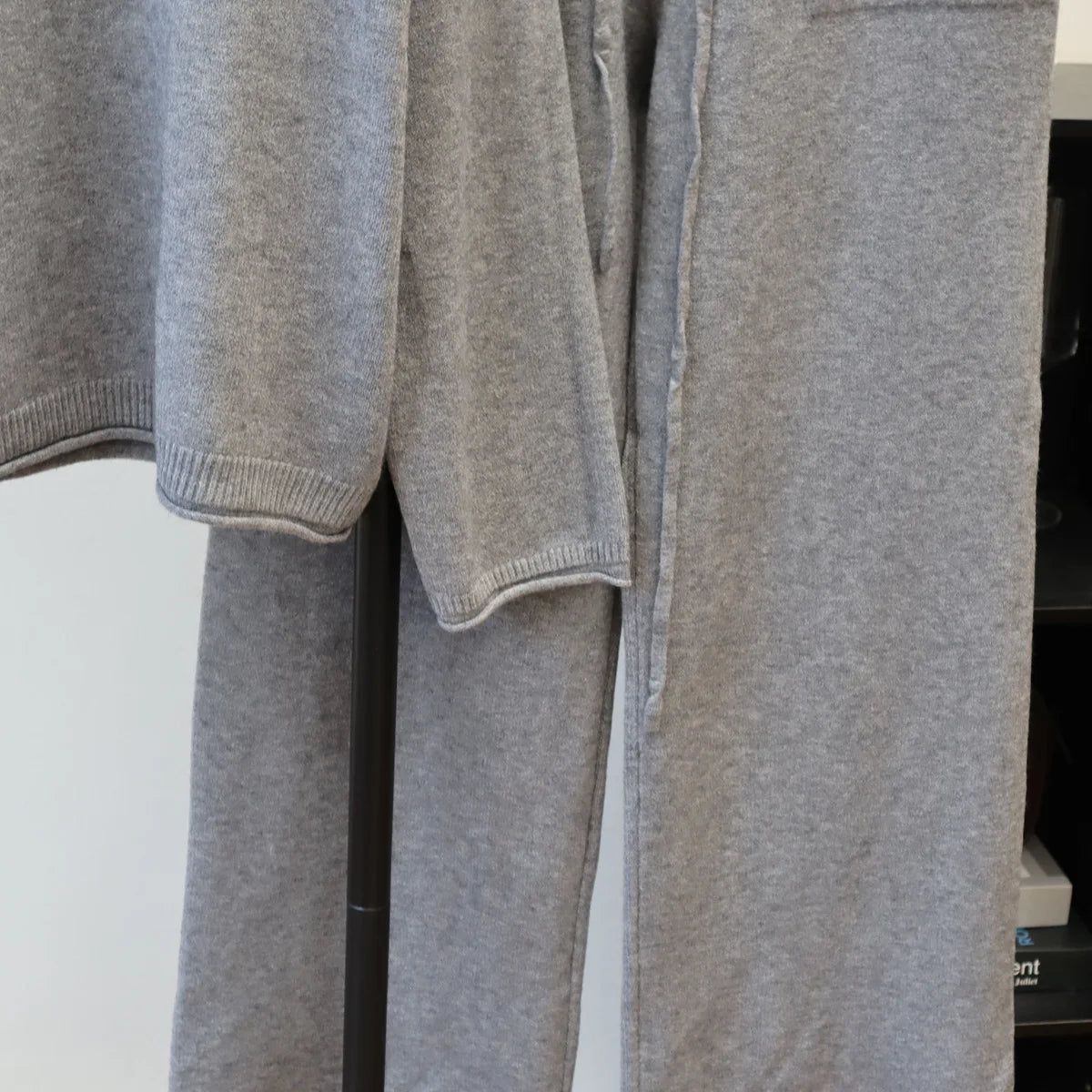 Pant Set Women Two Piece Sets Stand Collar Full Sleeve Knit Tops Wide Leg Long Pants Lace Up Elastic Waist Y2k Streetwear