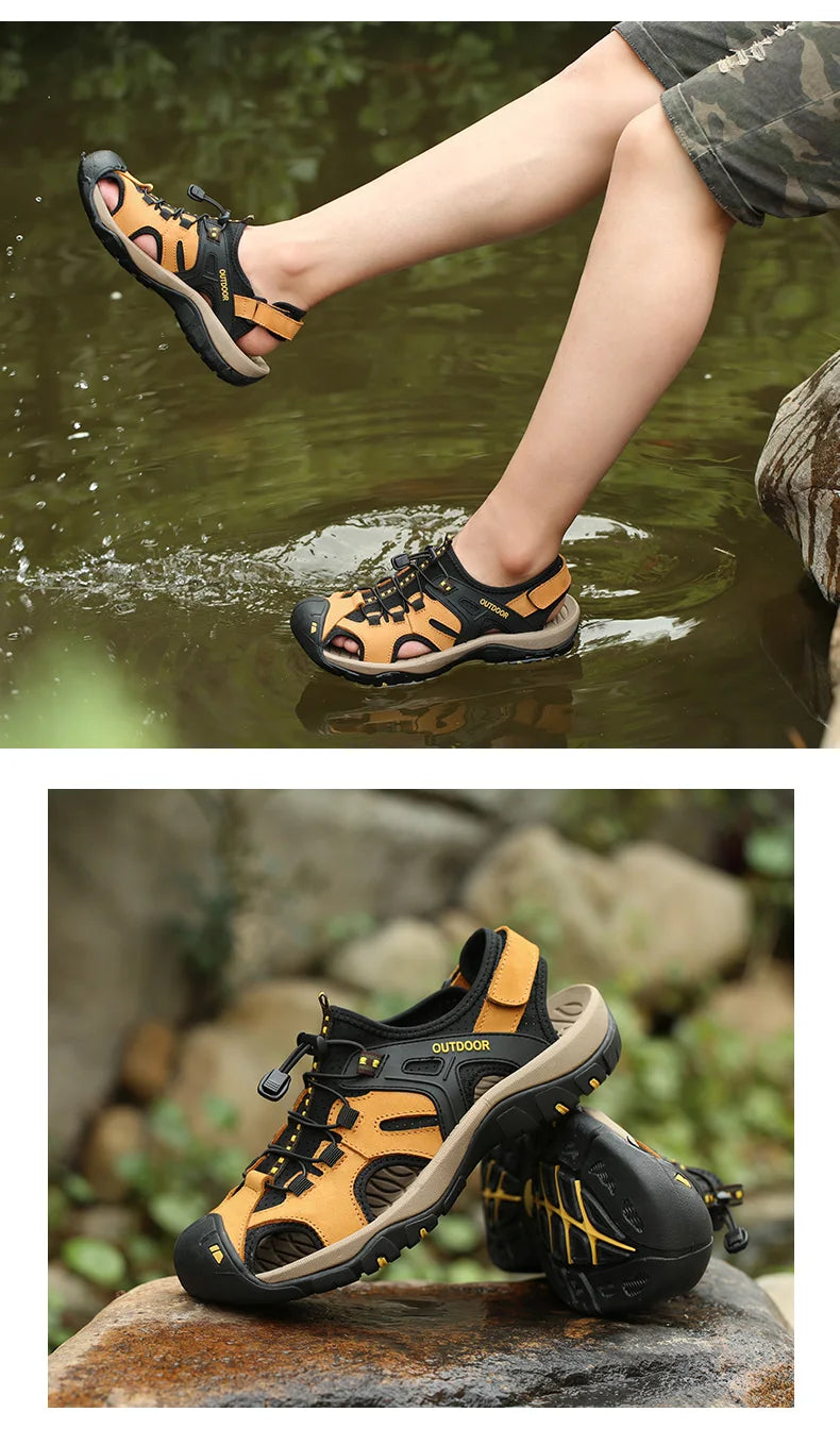 Men's Comfortable Beach Sandals Handmade Genuine Men's Shoes Fashion Men‘s Sneakers Sale Summer Men's Sandals Outdoor Non-slip