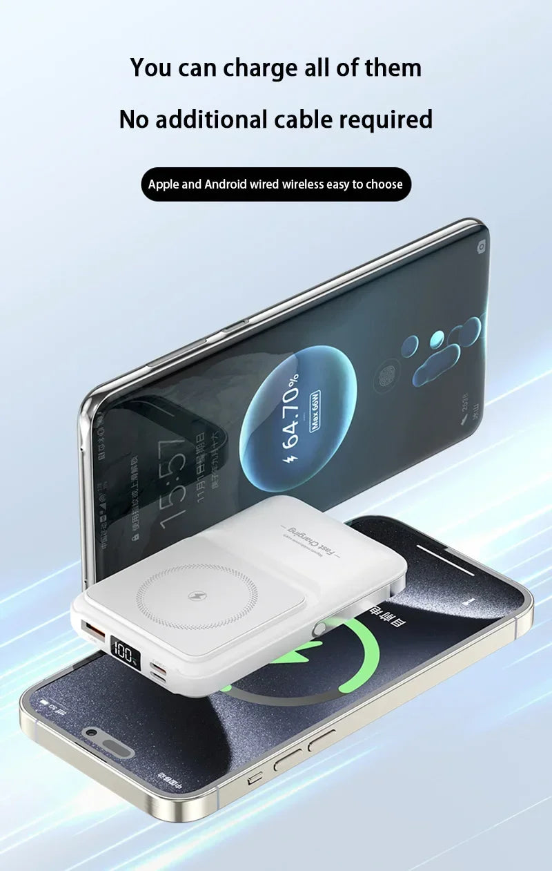 Magnetic Power Bank with Bracket 50000 MAh Large Capacity Built-in PD20W Two-way Fast Charging External Battery for iPhone