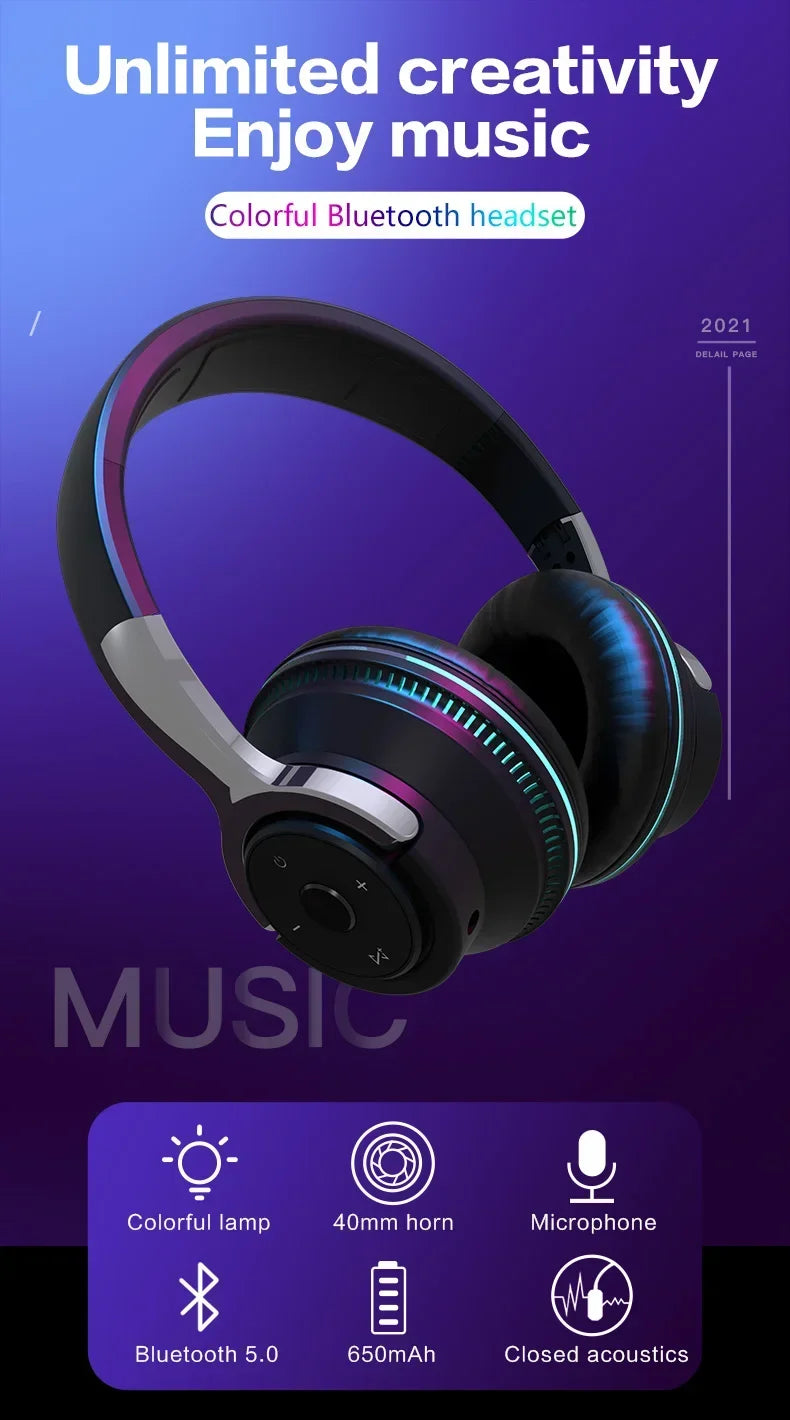 Wireless Bluetooth Headphones Hi-Res Audio Over The Earphone Bluetooth 5.3 Wired Dual-mode Headset with Microphone AUX Cable