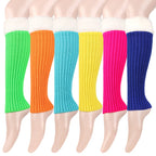 Winter Christmas Ladies Warm Ribbed Knit Leg Warmers Womens LegWarmers Polar Fleece Neon Colored Boot Cuffs for Festive Occasion