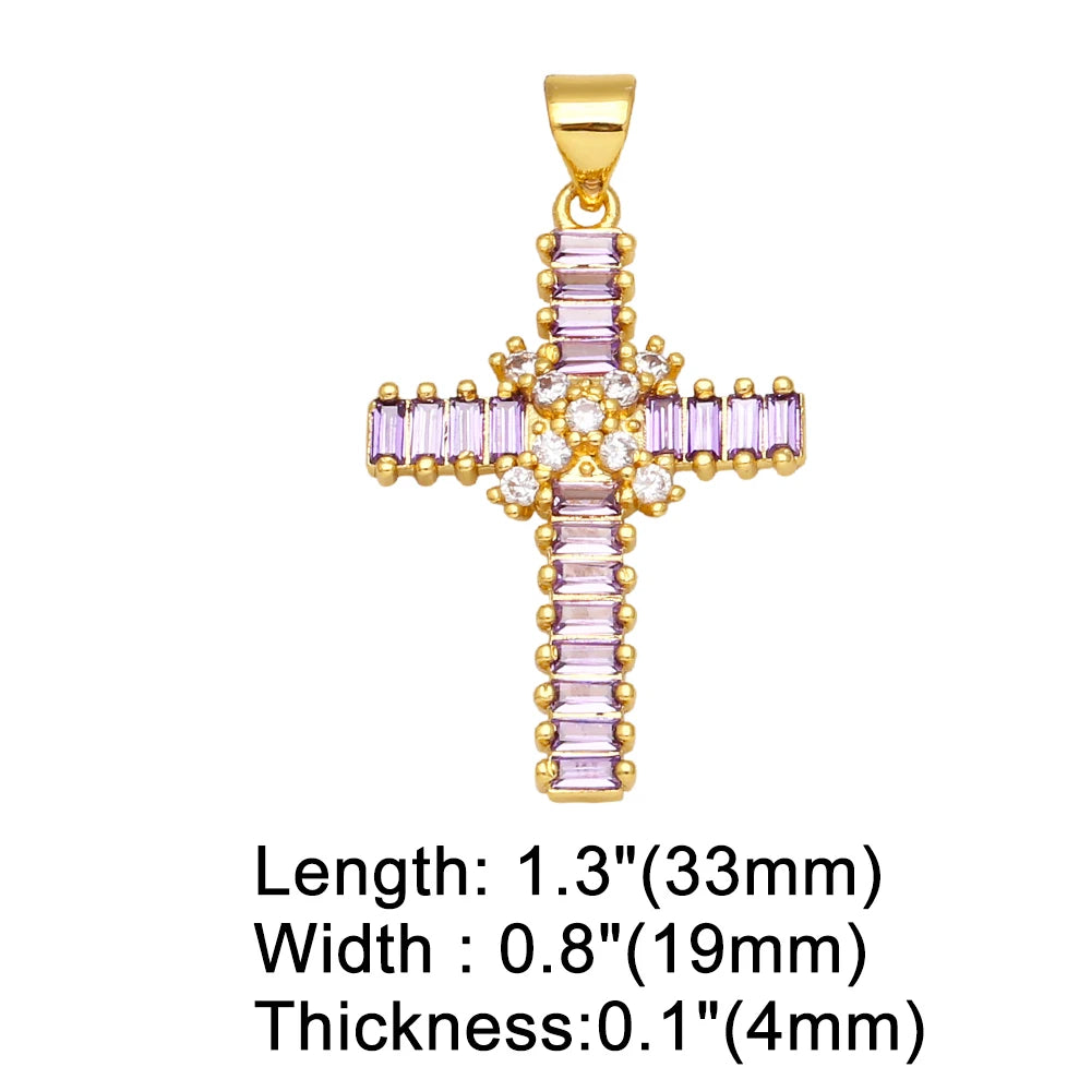 Clearance CZ Cross Pendant for Necklace Making Copper Gold Plated Crucifix Jewelry Making Supplies DIY Wholesale Bulk pdta861