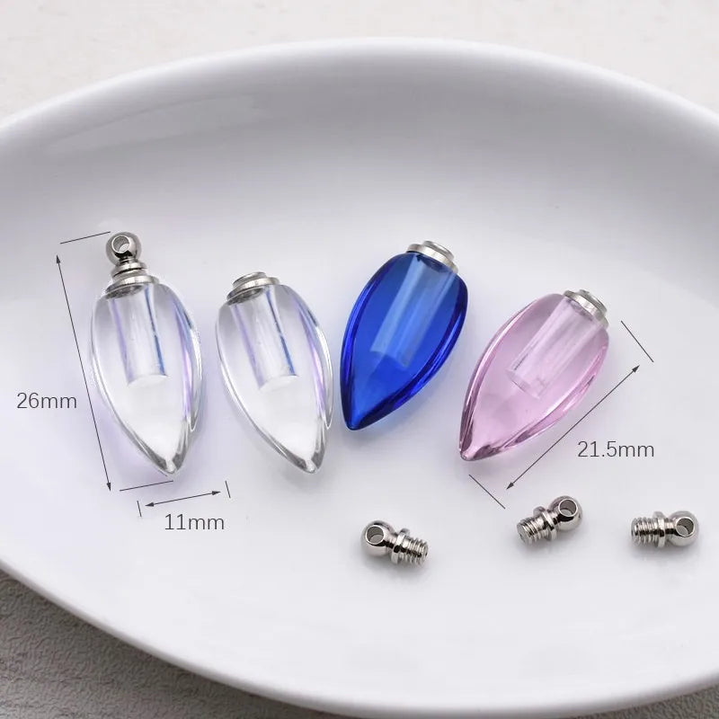 50pieces/lot mixed shape color Crystal Vials perfume pendant Rhinestone vial pendants handmade jewelry name or rice art