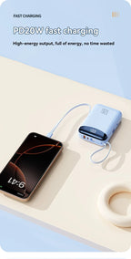 120W Fast Charging Power Bank 20000mAh Large Capacity Portable External Battery Comes with 2 Lines for IPhone Xiaomi Huawei New