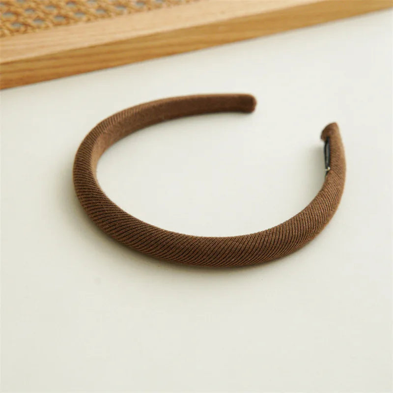 Winter milk white narrow edge hairband for Women Simple ,fresh solid-color fabric Versatile high-crown headband hair accessory