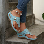 Woman Slippers Leather Non-Slip Soft Platform Shoes Flip Flops Summer Wedge Slippers Lightweight Orthopedic Sandals Slides Women