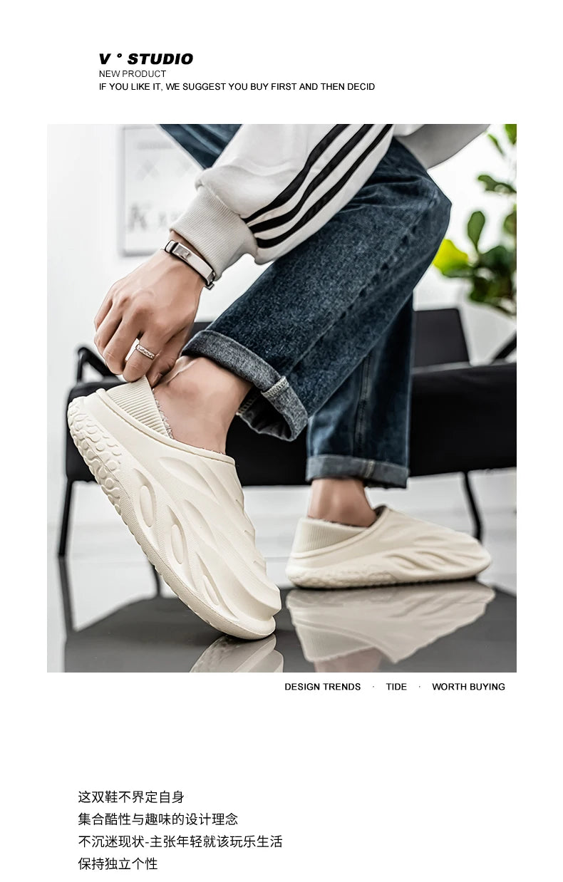 Slippers for Men Add Velvet Heel Covering Non-Slip Wear-resistant Waterproof Couple Women Home Shoes Shoes for Men Warm New