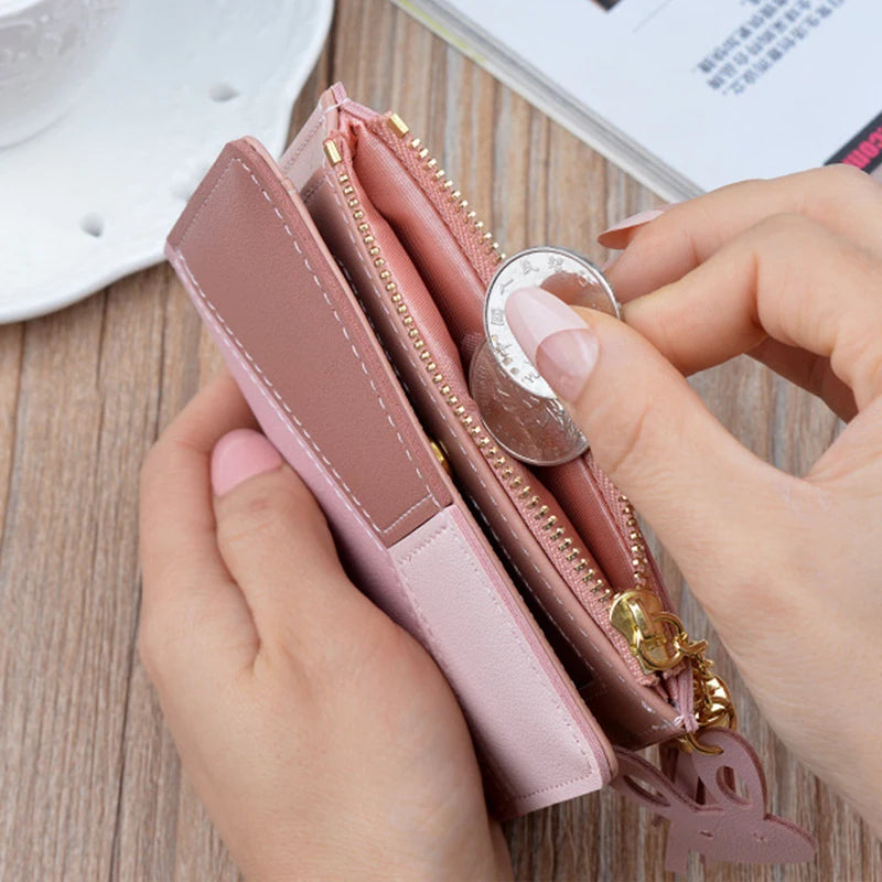 Fashion Wallets Coin Purse Lady Short Purses Portable Clutch Small Handbags Women Cards Holder PU Leather Foldable Money Bags