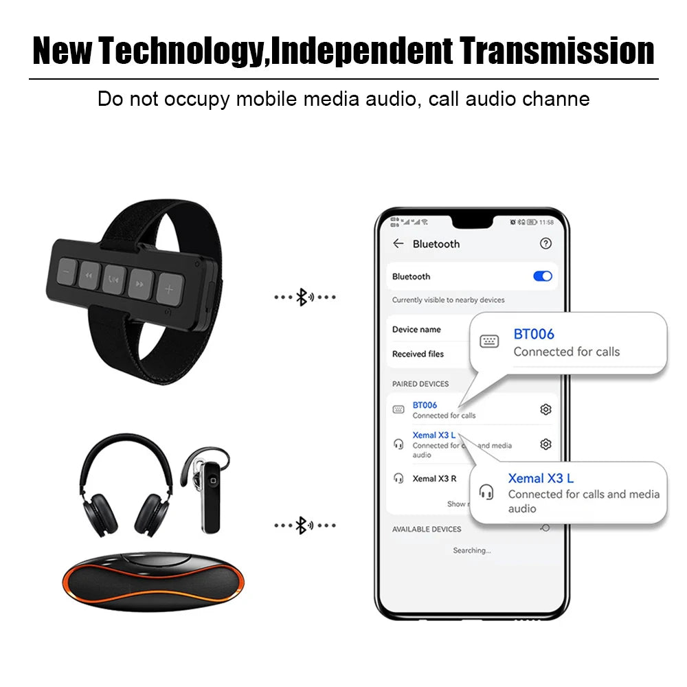 Hands-free Calls Motorcycle Remote Controller Bluetooth 5.0 For Car Outdoor Sports Waterproof Bike Handlebar Media Control