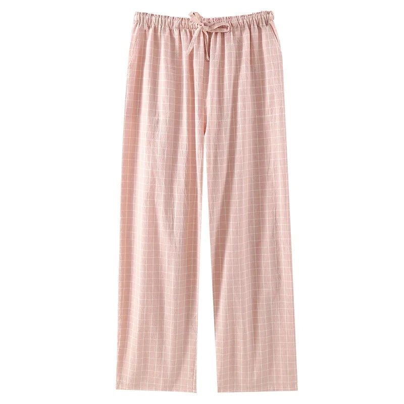 Pajama Pants Women Plaid Cotton Home Trousers Loose Breathable and Soft Straight Leg Trousers Fashionable Sleeping Pants