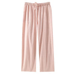 Pajama Pants Women Plaid Cotton Home Trousers Loose Breathable and Soft Straight Leg Trousers Fashionable Sleeping Pants