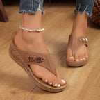 Woman Slippers Leather Non-Slip Soft Platform Shoes Flip Flops Summer Wedge Sandals Fashion Orthopedic Slippers Slides Women