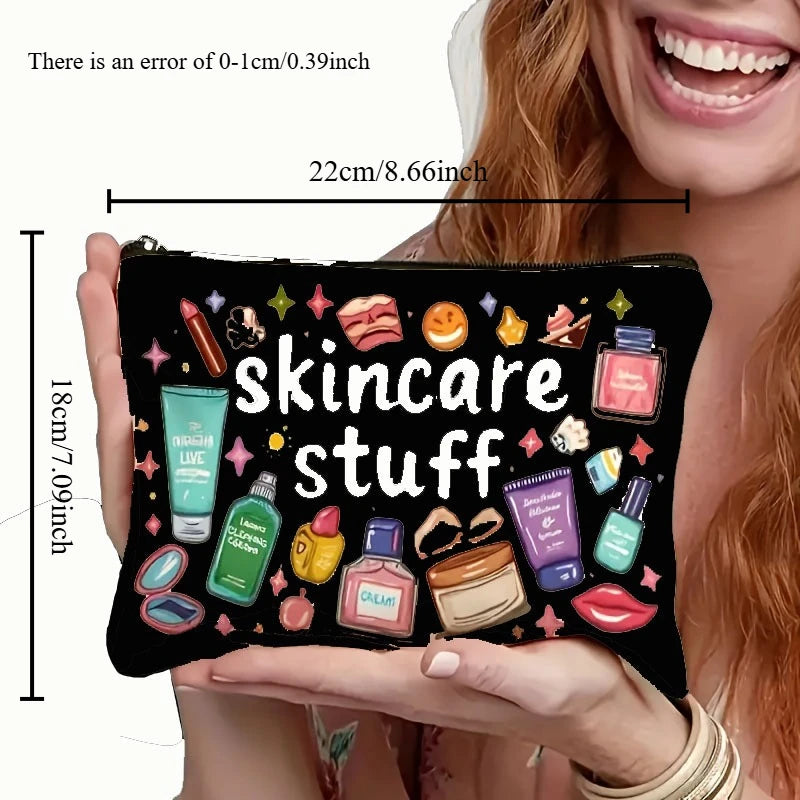 Cosmetic Bag - Durable Zipper Closure, Fun Illustrated Makeup Organizer, Lightweight Foldable Travel Toiletry Bag,Secure Storage