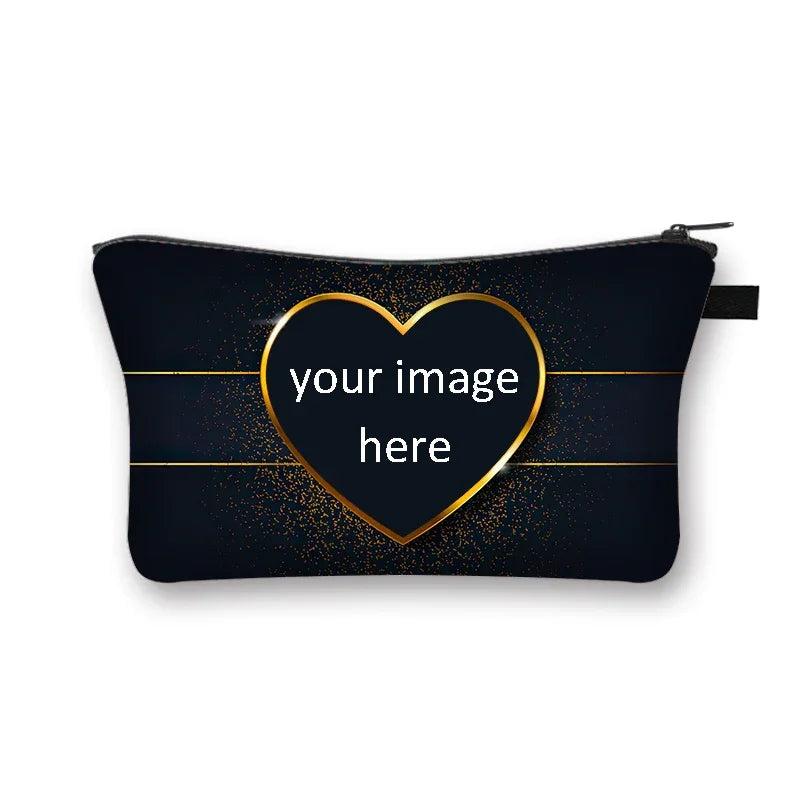 Custom Photo Logo Cosmetic Case Personalized Text Name Image Makeup Pouch Women Beauty Bags Napkin Lipstick Storage Bag Gift