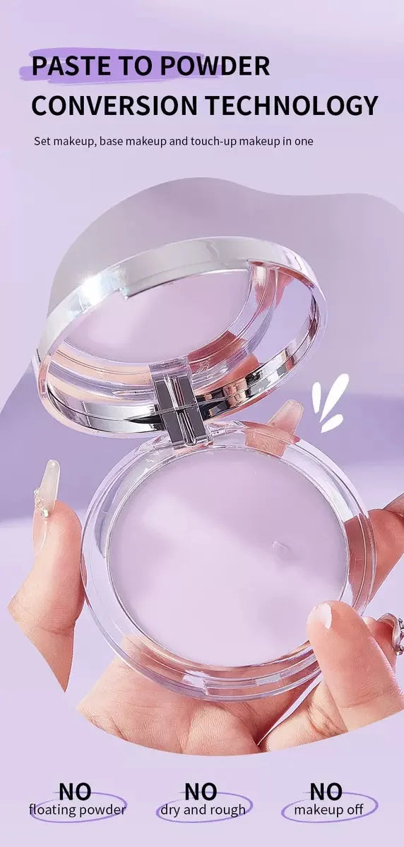 1PC Violet Cream To Powder Skin-friendly Skin Natural Face Long Lasting Oil-controlling Contouring Powder Cosmetics
