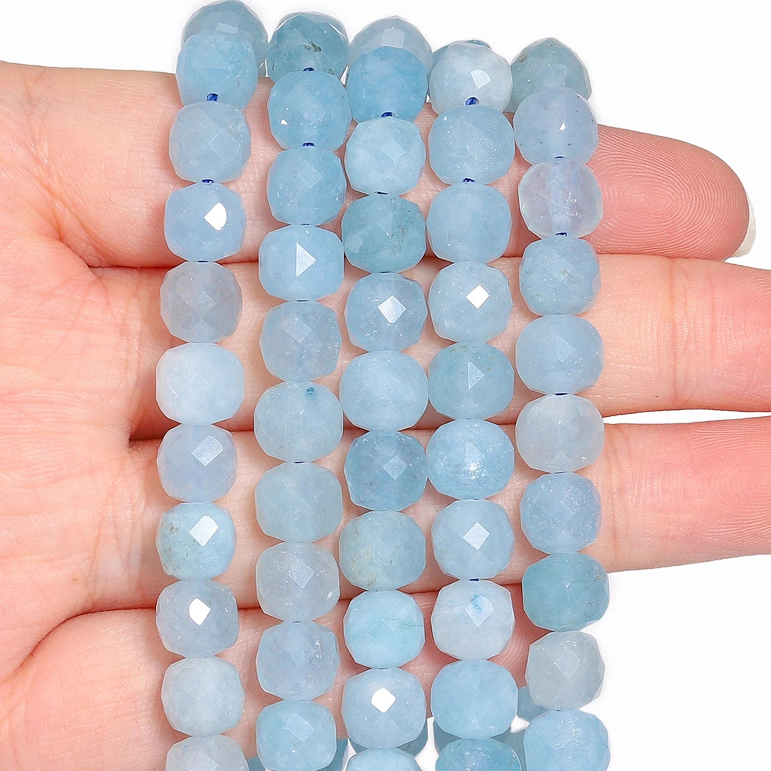 7-8mm Faceted Cube Beads Tourmaline Picture Jasper Agate Turquoise Amethyst Stone Beads for Jewelry Making Diy Accessories