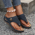 Woman Slippers Leather Non-Slip Soft Platform Shoes Flip Flops Summer Wedge Slippers Lightweight Orthopedic Sandals Slides Women