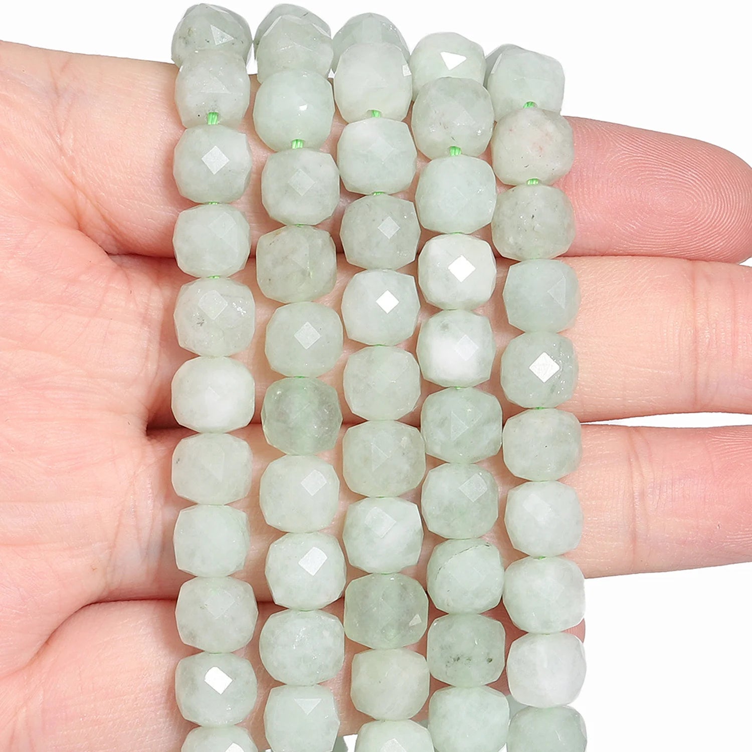 7-8mm Faceted Cube Beads Tourmaline Picture Jasper Agate Turquoise Amethyst Stone Beads for Jewelry Making Diy Accessories