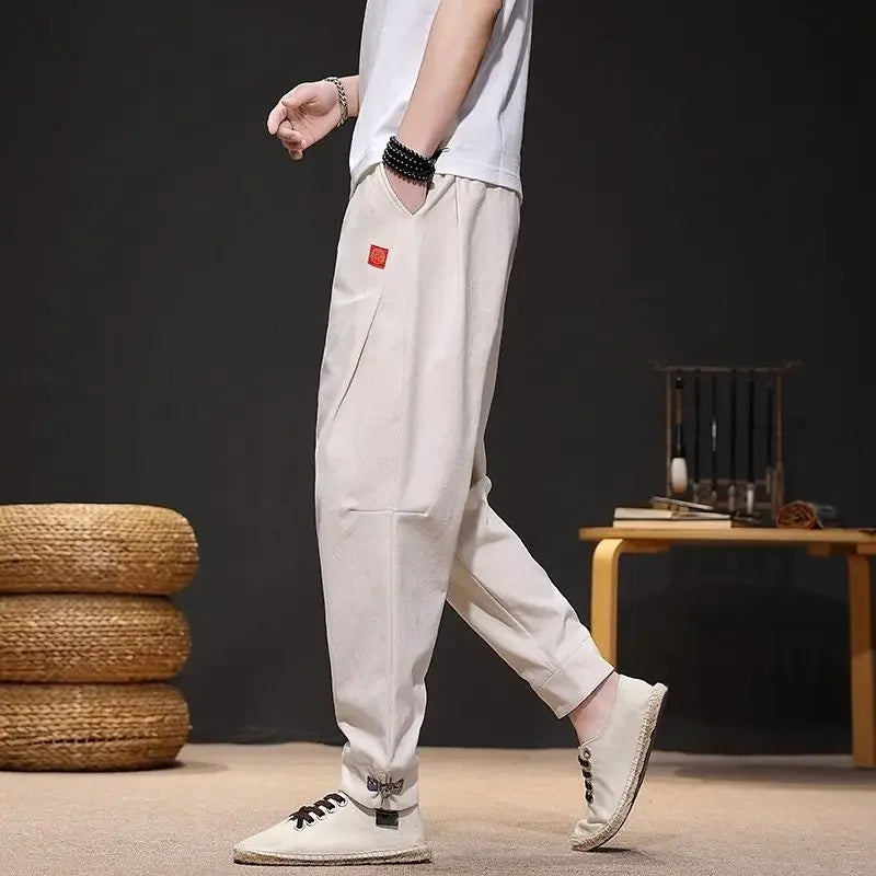 Trousers Skinny Autumn And Winter Plain Male Sports Pants Slim Cropped Men's Sweatpants Tights Aesthetic Hot Aesthetic Hot Loose